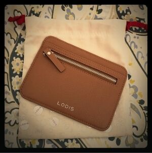 Lodis-Pebbled Leather Card Holder with Zip Pocket 🤎